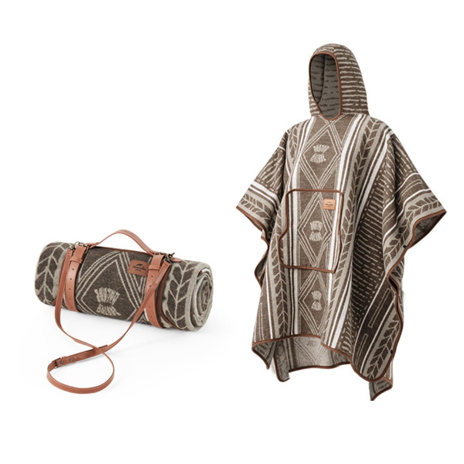 BluevIMultifunctional Keep Warm Breathable Wearable Blankets Durable Windproof Blanket Wearable Geometric Comfort Handy Hoodie Blanket with Buttons for Camping Home (Brown)