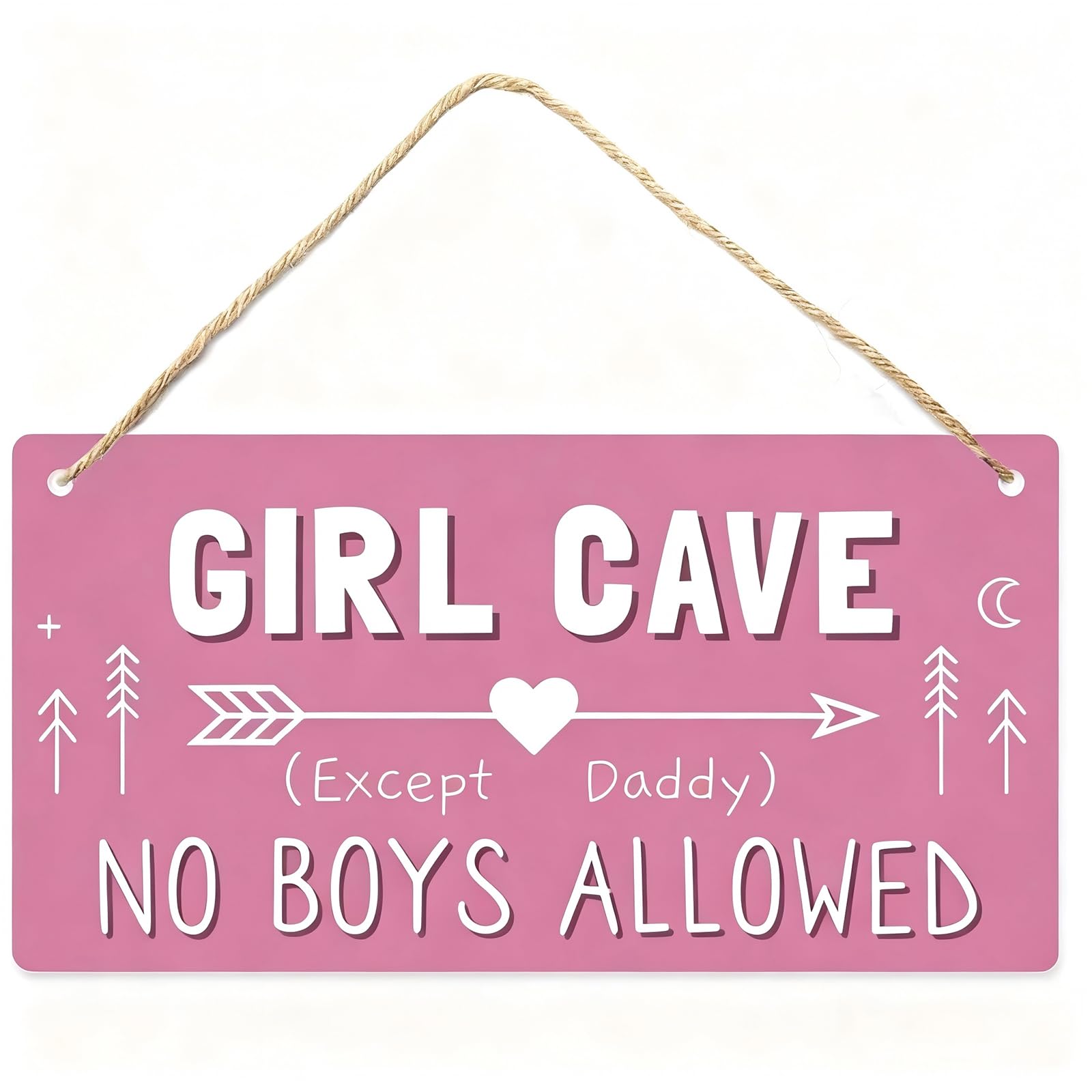 Pink Rustic Wooden Door Sign for Girls Bedroom - Durable Hanging Name Plaque with Humorous Saying - Kids Room Decor Accessories (30cm x 15cm)