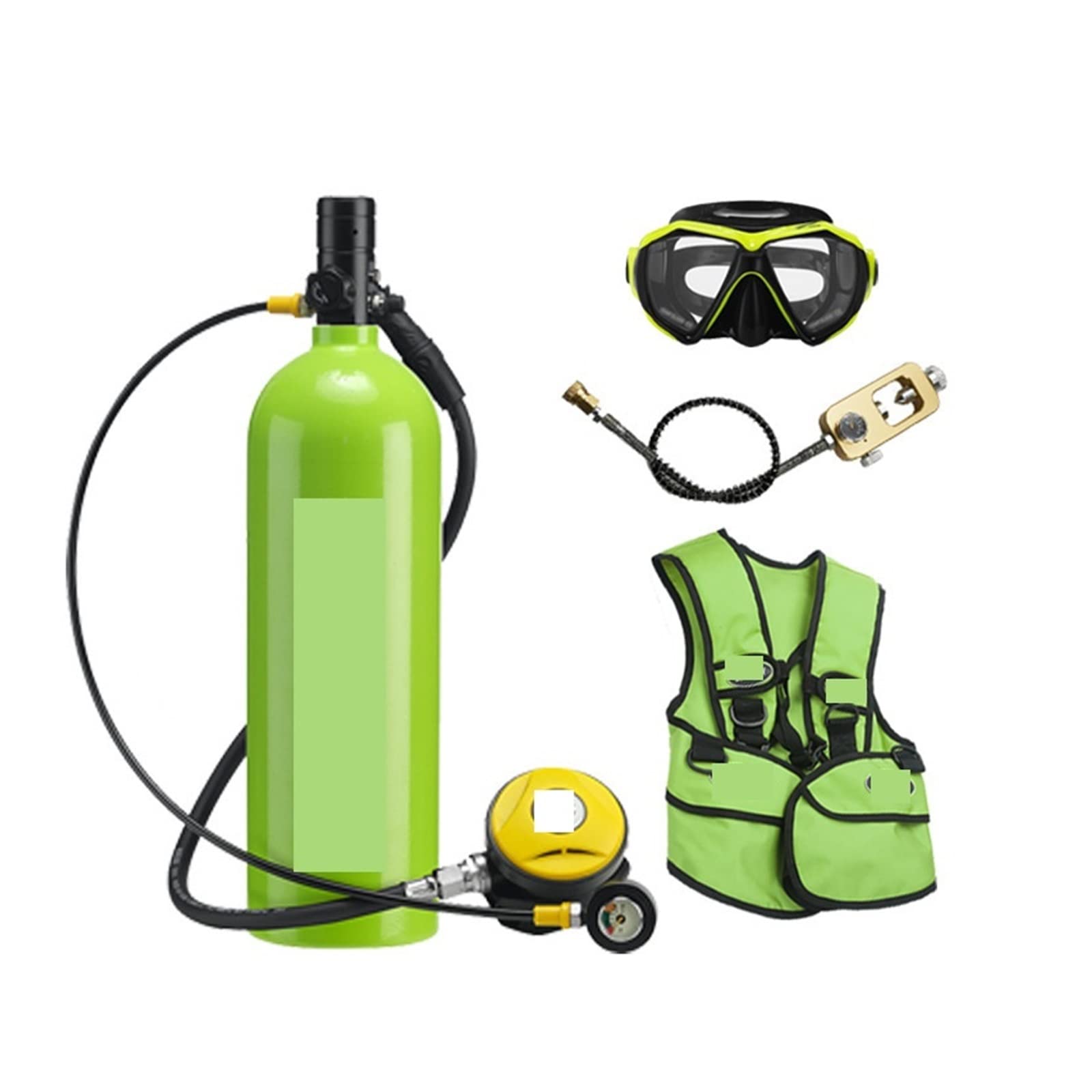 Portable Dive Cylinder, Outdoor Diving Respirator 2L Adult Swimming Oxygen Cylinder Leisure and Entertainment(Groen,B)