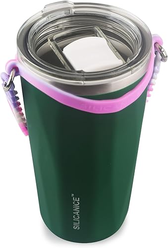 Miniatura 6 de SILICANICE Smooth&Soft Touch - Vaso de 20 onzas con popote y tapa, 100% a prueba de derrames, taza de café de viaje, taza de café de acero