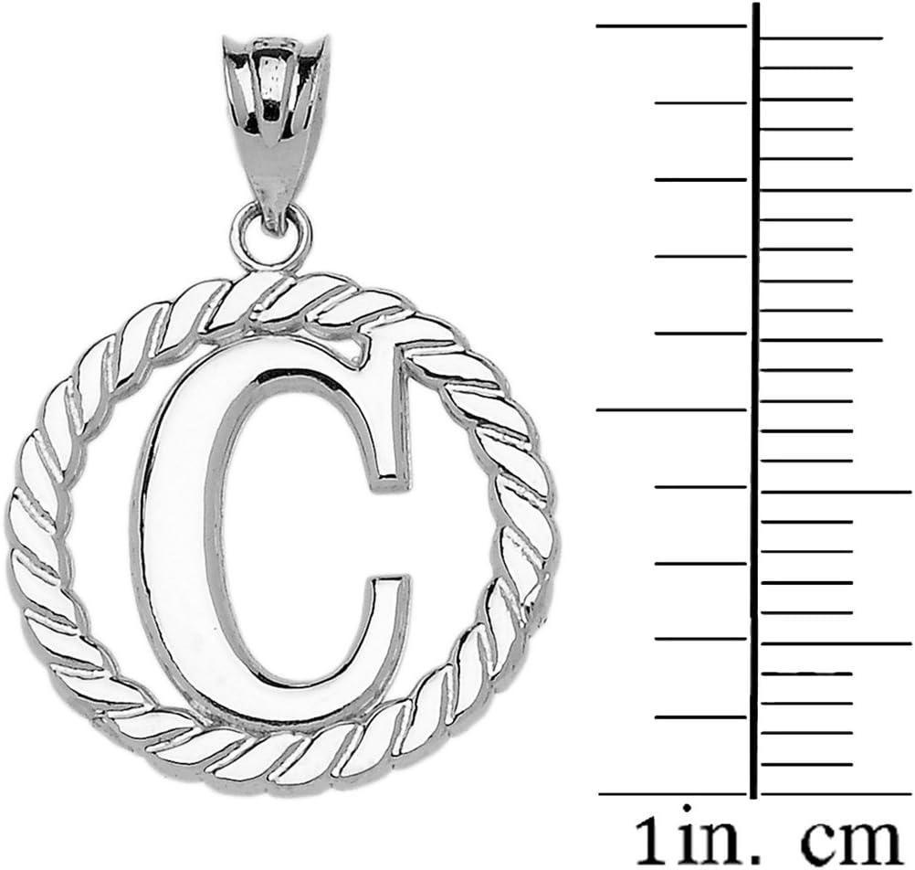 High Polish 925 Sterling Silver Roped Circle "C" Initial Charm Pendant - Image 2