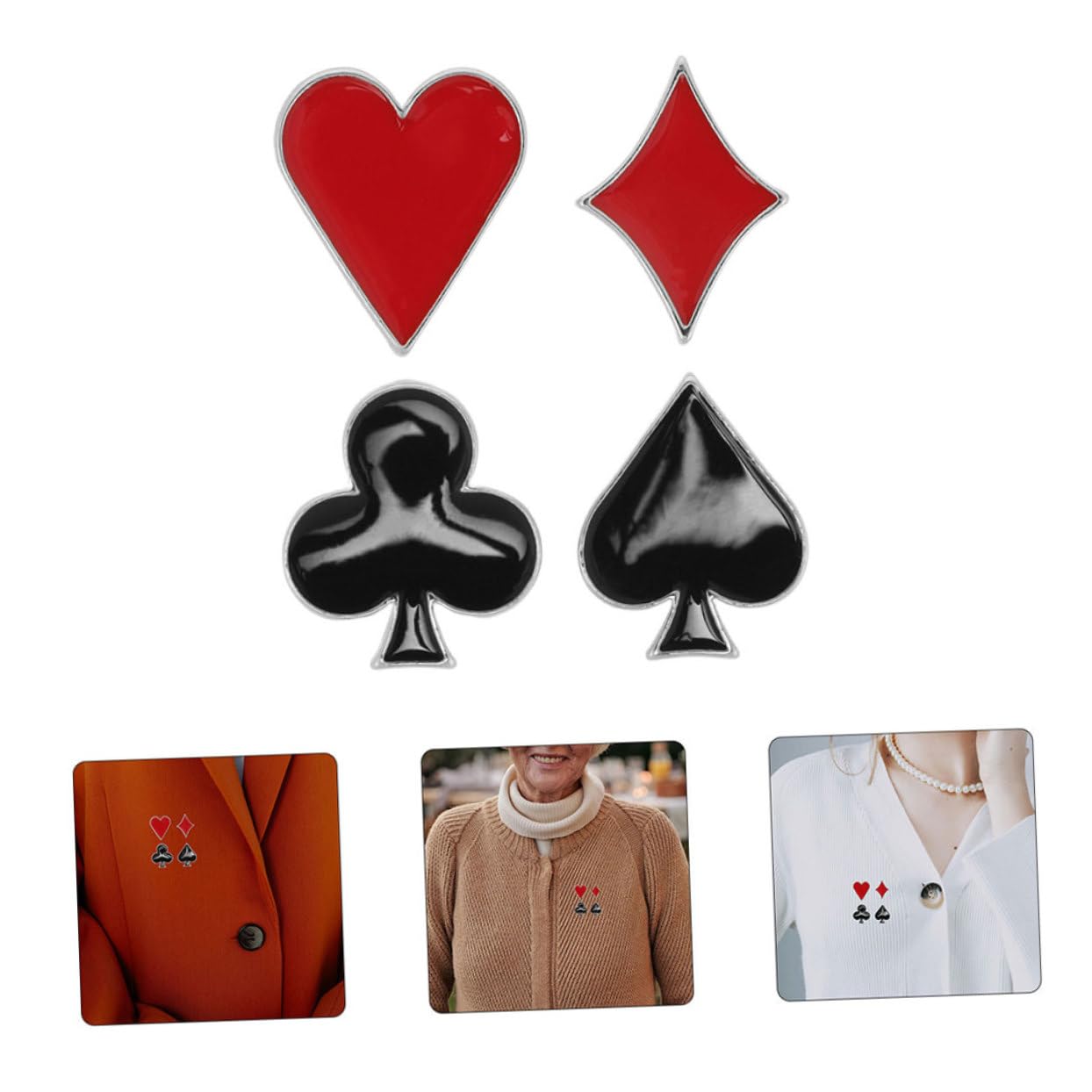 Jewelry Heart Revers Set 8pcs Emaille Spielen Card Square Brosche Stifte Männer Frauen Mode -Accessoire für Outfits Jewelry