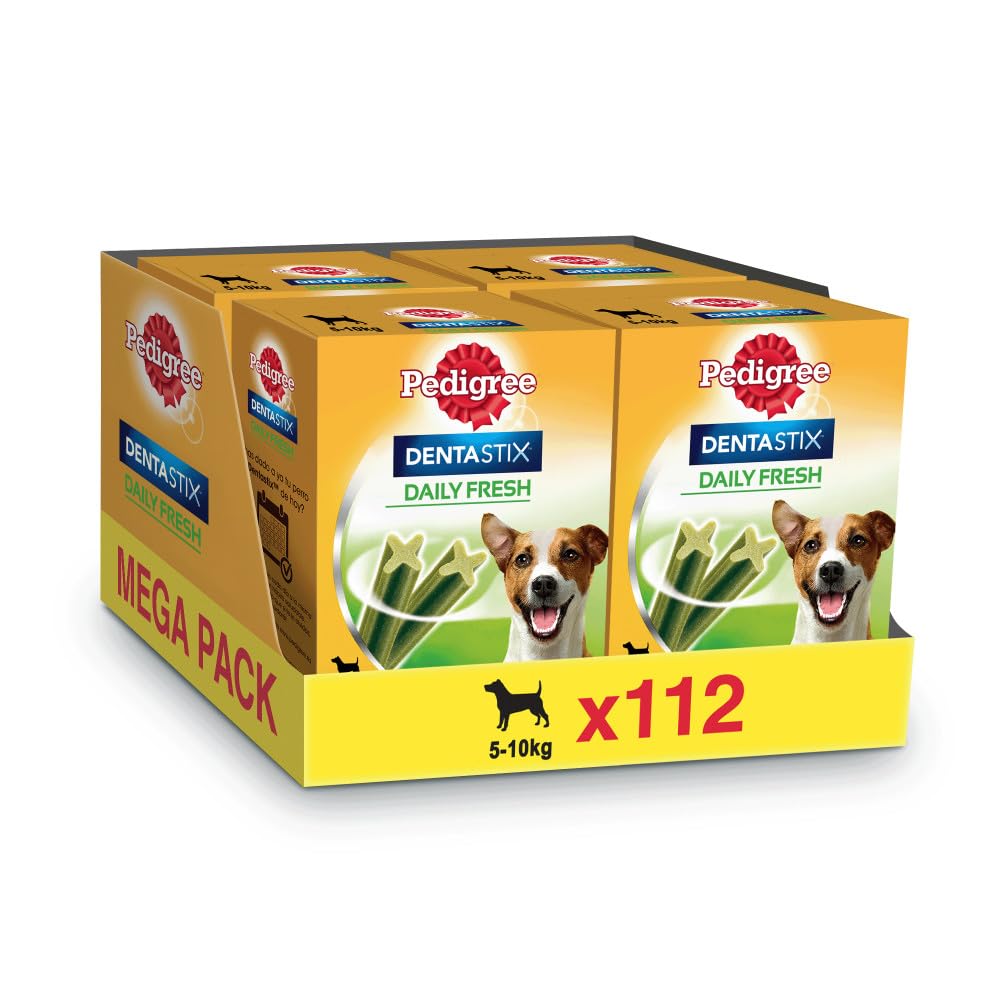 Pedigree Dentastix Fresh Snack Dental para la Higiene Oral y Contra el Mal Aliento de Perros Pequeños (4 paquetes de 28ud)