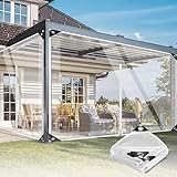 Clear Tarps Heavy Duty Waterproof,14 Mil Thickened PVC Vinyl Transparent Tarpaulin Greenhouse Tarp with Grommets and Reinforced Edges for Patio Balcony Porch Garden Outdoor