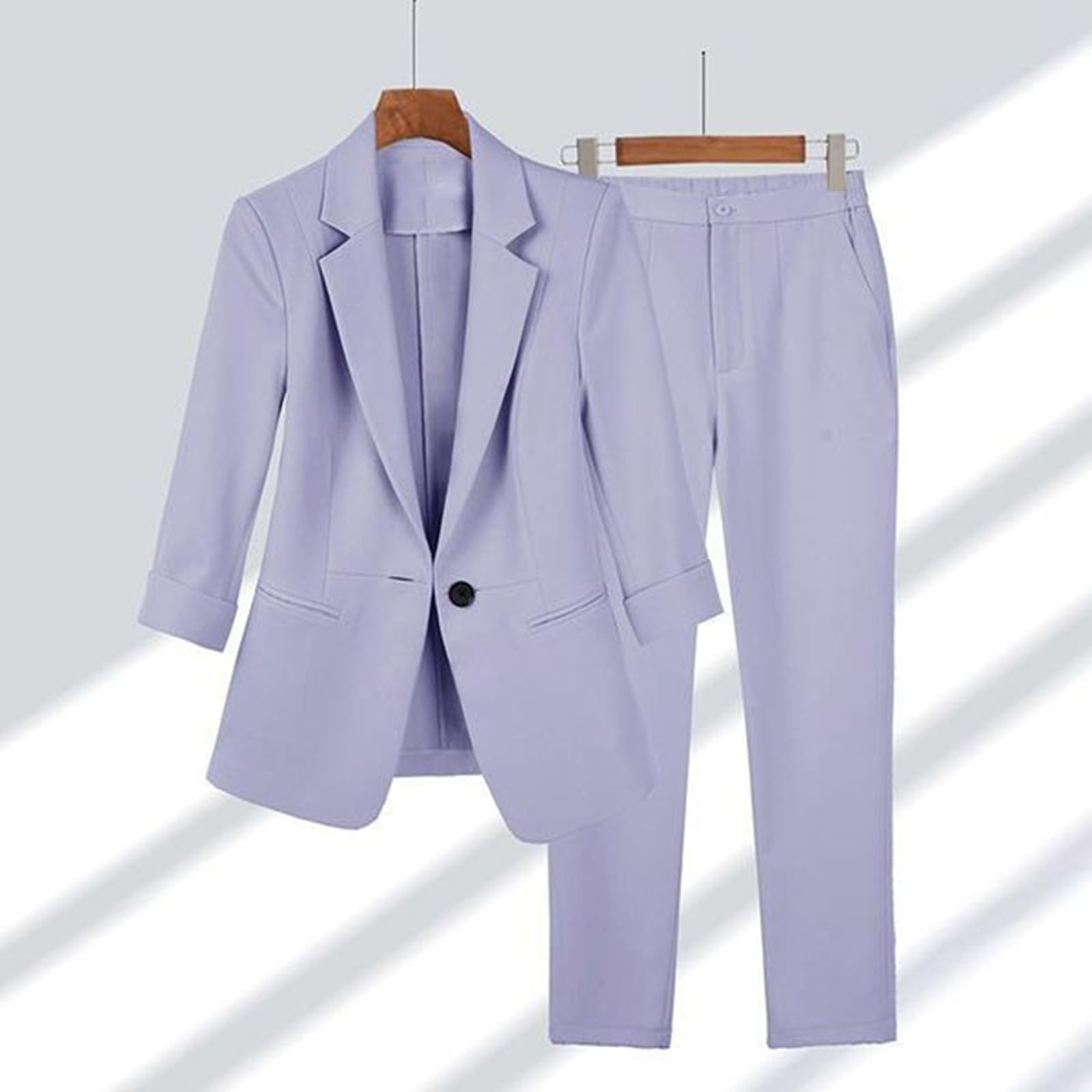 MaNMaNing Completo Business Donna con Giacca e Pantaloni per Ufficio o Cerimonie Stile Professionale ed Elegante con Maniche Tre Quarti per Donne Lavoratrici