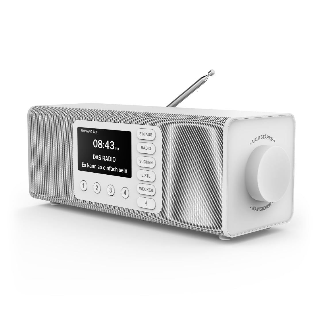 Hama Digitalradio mit Wecker (DAB Radio mit großem Display, Küchenradio, DAB+, Seniorenradio mit einfacher Bedienung, Bluetooth, FM, Radiowecker, Stereo-Radio, kleines Radio mit gutem Empfang) weiß