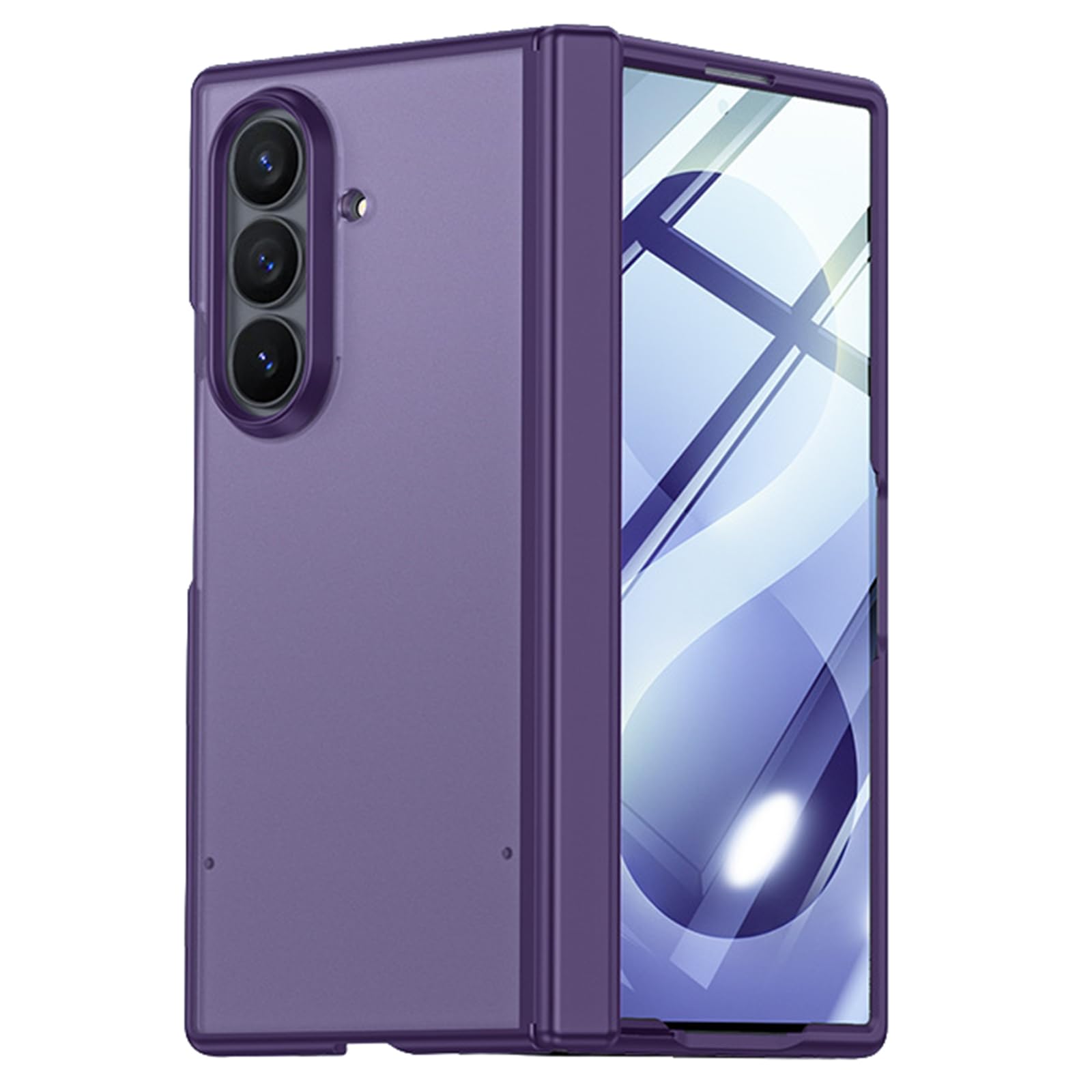 MFAOSHI Slim Case for Samsung Galaxy Z Fold 8 Ultra, Frosted Translucent Phone Cover with Tempered Glass Screen Hinge Protection Case,Purple,Fold 8 Ultra