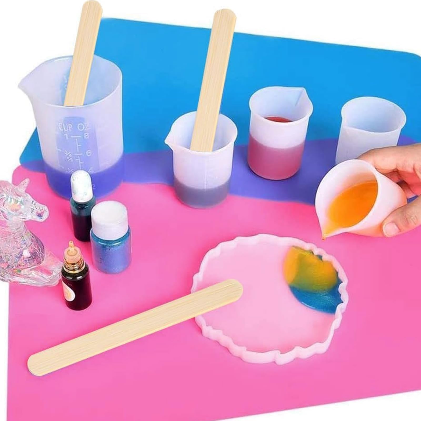 11 Piezas Tazas de Silicona para Resina 30ml/100ml/250ml - Taza Medidora con Escala Precisa para Bricolaje Hecho a Mano, Laboratorio