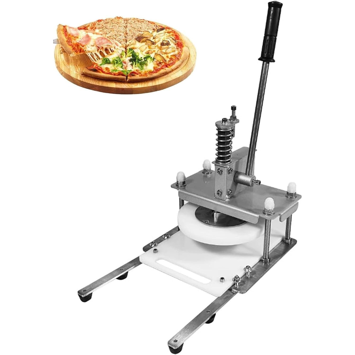 Pressa per Pasta Manuale, Spianatrice per Pasta Commerciale in Acciaio Inossidabile con Piastra in PP per Uso Alimentare E Manico Esteso E Ispessito, Spessore Regolabile per Torte, Polpettone