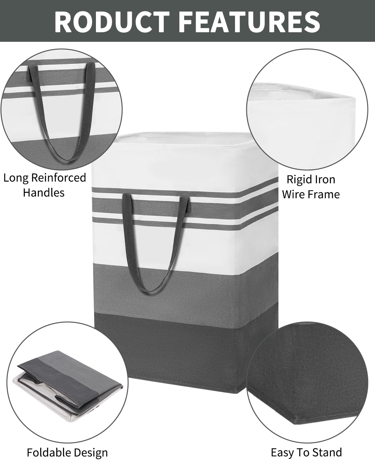 Lot De 4 Paniers à Linge Pliables En Maille - 75 L - Avec