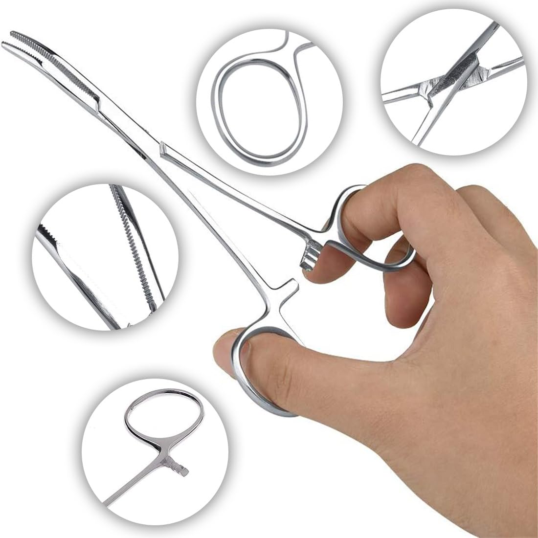 Aililong Abrazadera de arterias 14 cm curvada – Juego de alicates hemostáticos para piercing