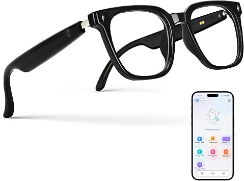 AI Smart Bluetooth Glasses for Men Women Real-Time Translator, AI Smart Assistant, Music Playback & Hands-Free Calls, Built-in Mic & Speaker for Travel,Work, Driving, Outdoors