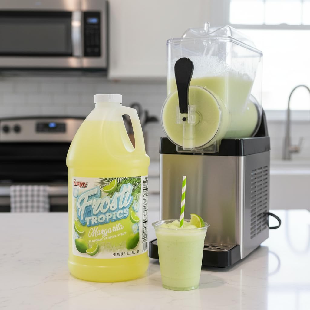 Snappy Frosti Tropics Margarita Slushie Mix, Slushie Syrups for Machine, Granita Slushy Syrup, Drink Mixers for Cocktails, Slushy Drink Mixes for Alcohol, 1/2 Gallon