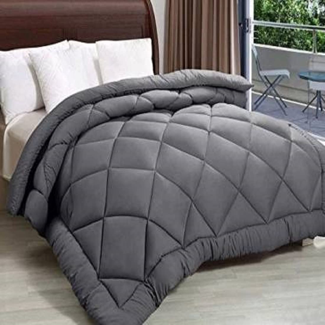 TUNDWAL'S Microfibre 200 GSM Reversible Solid Double Comforter/Blankets for Winters/Quilts/Duvets (Grey, Microfiber)-picture-10