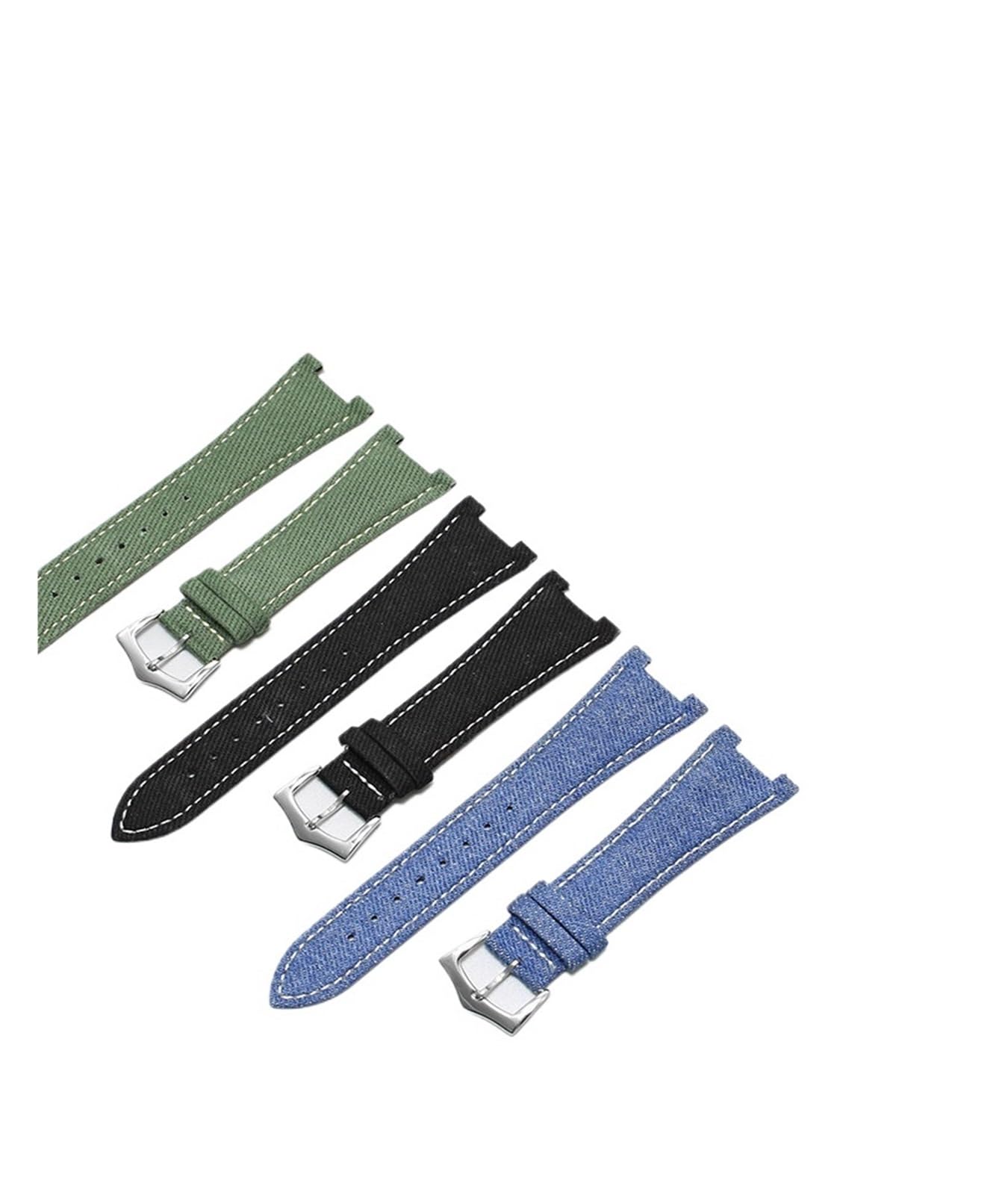 Generico Cinturino per orologio in nylon tela compatibile con Patek Philippe Nautilus serie 5712/5711/5980 in pelle nera e blu