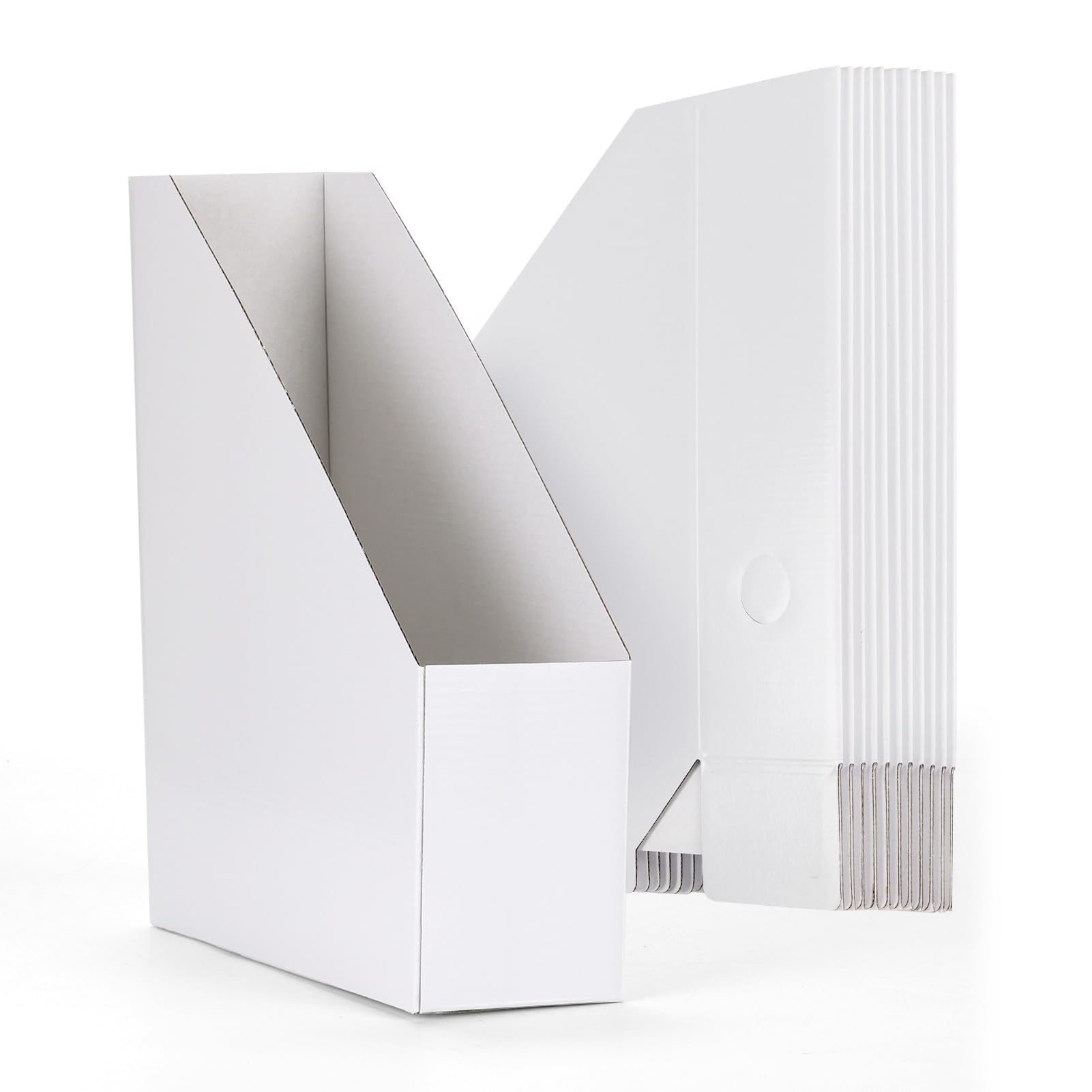 EXYGLO 12 Pack White Magazine File Holder, Cardboard Magazine Rack with Label , Foldable Storage Organizer Box for Book, Documents-image-47