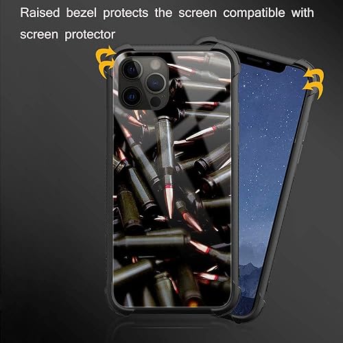 Vista 94 de Funda compatible con iPhone 12/12 Pro, funda de invasión de vaca alienígena OVNI, parte trasera de vidrio templado + funda protectora de silicona