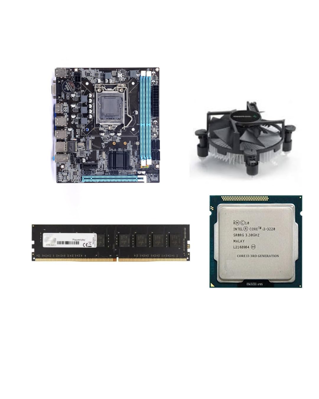 H61 Motherboard Combo With ATX I3 3rd Gen Processor 3.0Ghz + 8GB DDR3 RAM + Free CPU Fan(2 Year Replacement Warranty & Lifetime Support)