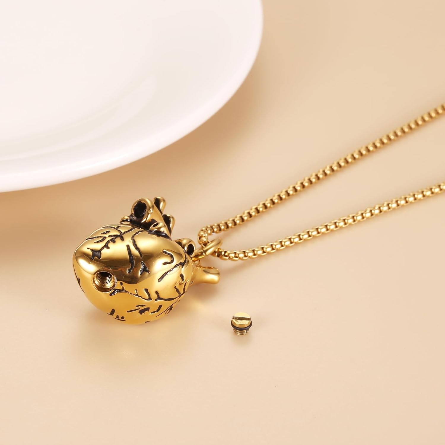 Anatomical 3D Heart Cremation Jewelry For Ashes Of Loved Ones Keepsake Urn Necklace For Women Men Memorial Pendant Stainless Steel - Image 5