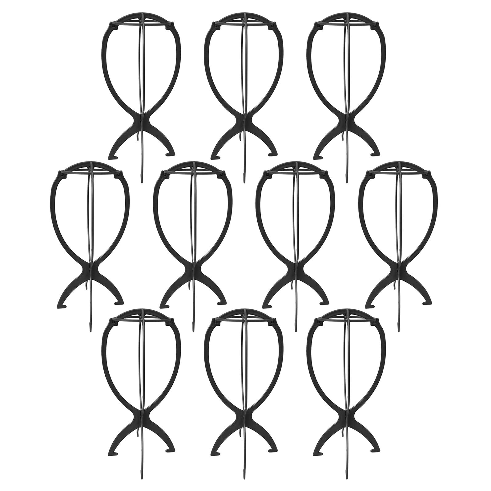 FUOYLOO Supporto per Parrucche in Plastica Nera 10 Pezzi Espositore da Tavolo Stabile per Parrucchieri e Negozi Porta Parrucche Leggero e Portatile per Styling Professionale e Uso