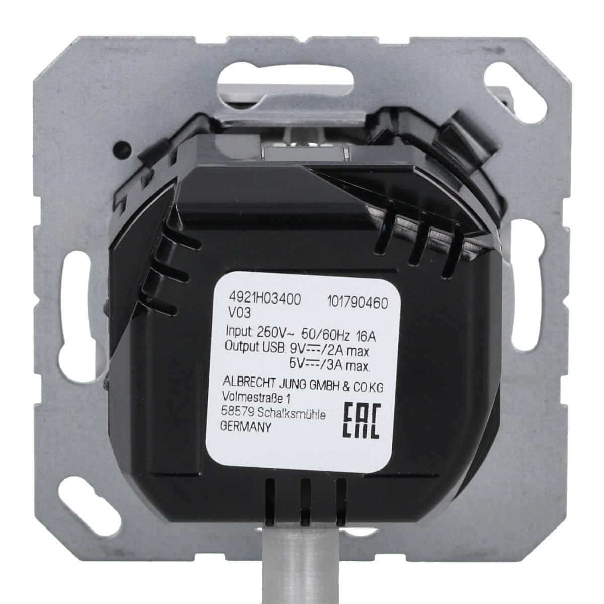 Jung A1520-15CAAL SCHUKO-Steckdose mit USB Typ AC (max. 3A) mit erhöhtem Berührungsschutz (Thermoplast bruchsicher) Aluminium Serie A