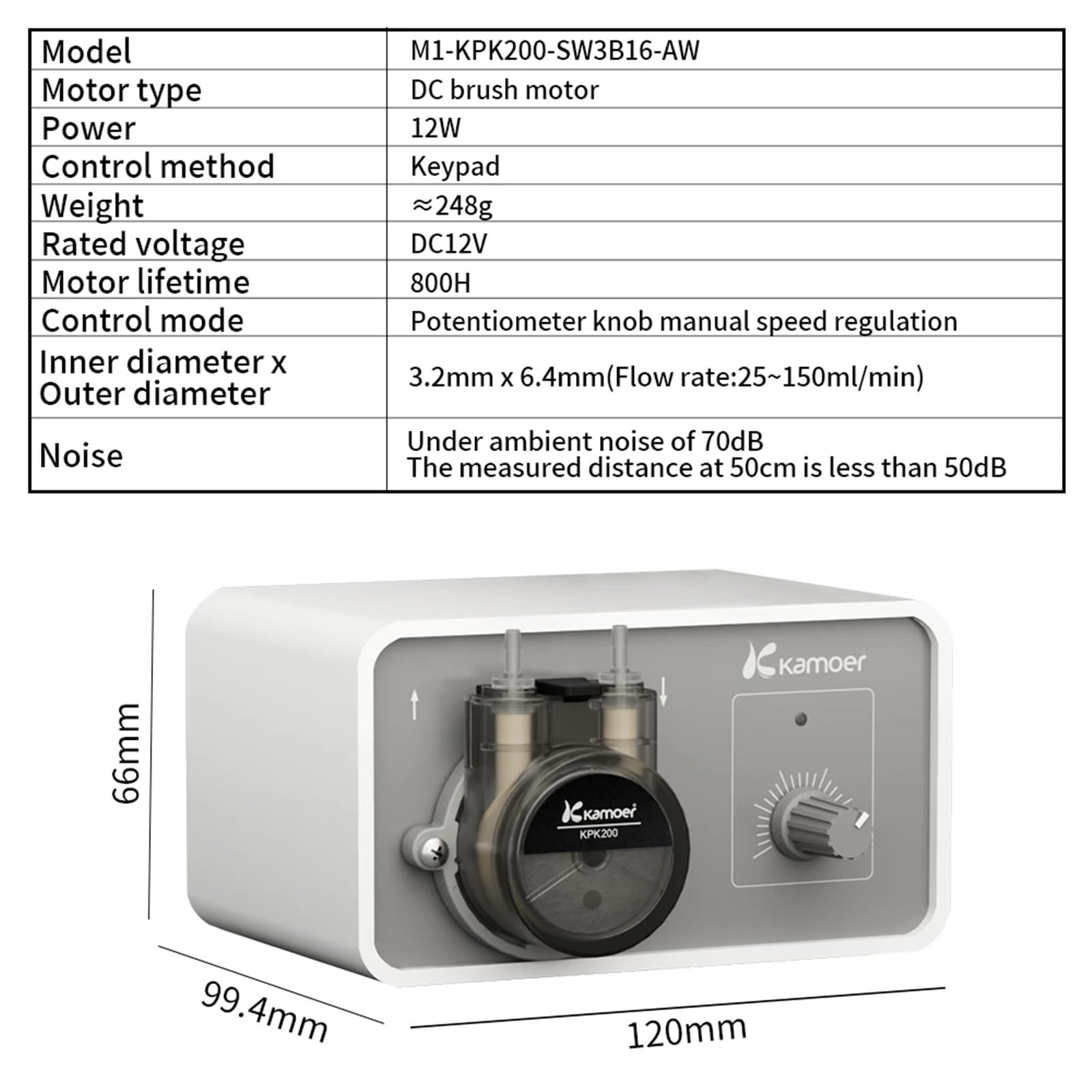 1 szt. M1-KPK200 pompa perystaltyczna o zmiennej prędkości 12 V 25-150 ml/min DIY akwarium woda
