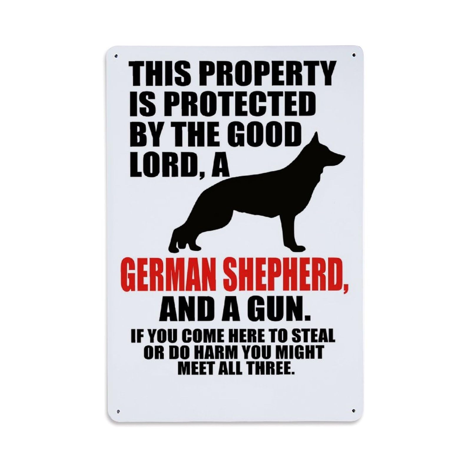 Enderetf Vintage German Shepherd Warning Sign Tin Sign Metal Poster, Home Bar Garage Man Cave Cafe Indoor & Outdoor Wall Decoration 8X12inches