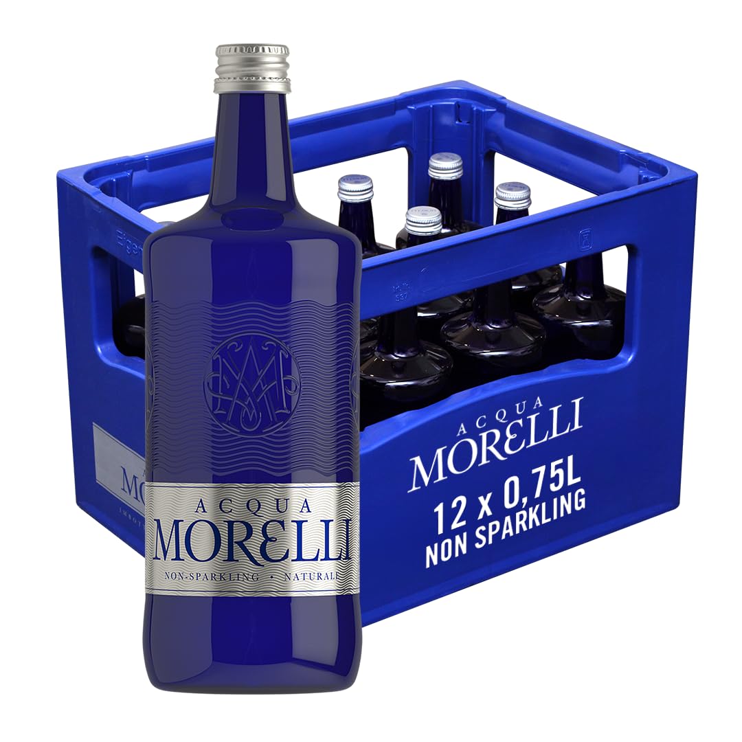 ACQUA MORELLI Non-Sparkling Naturale Stilles Mineralwasser - 12 x 0,75l Mehrwegkiste Naturreines Wasser aus Italien, reiner Geschmack in stilvollen Glasflaschen