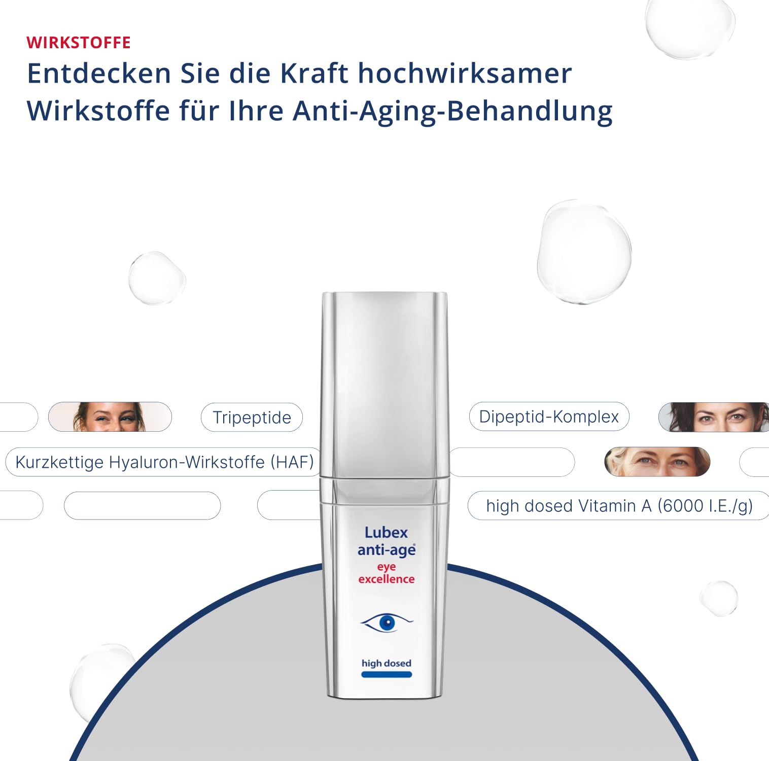 eye excellence high dosed – Nachtpflegecreme für die Augen, strafft die Augenpartie und hydratisiert, hergestellt in der Schweiz, 15ml