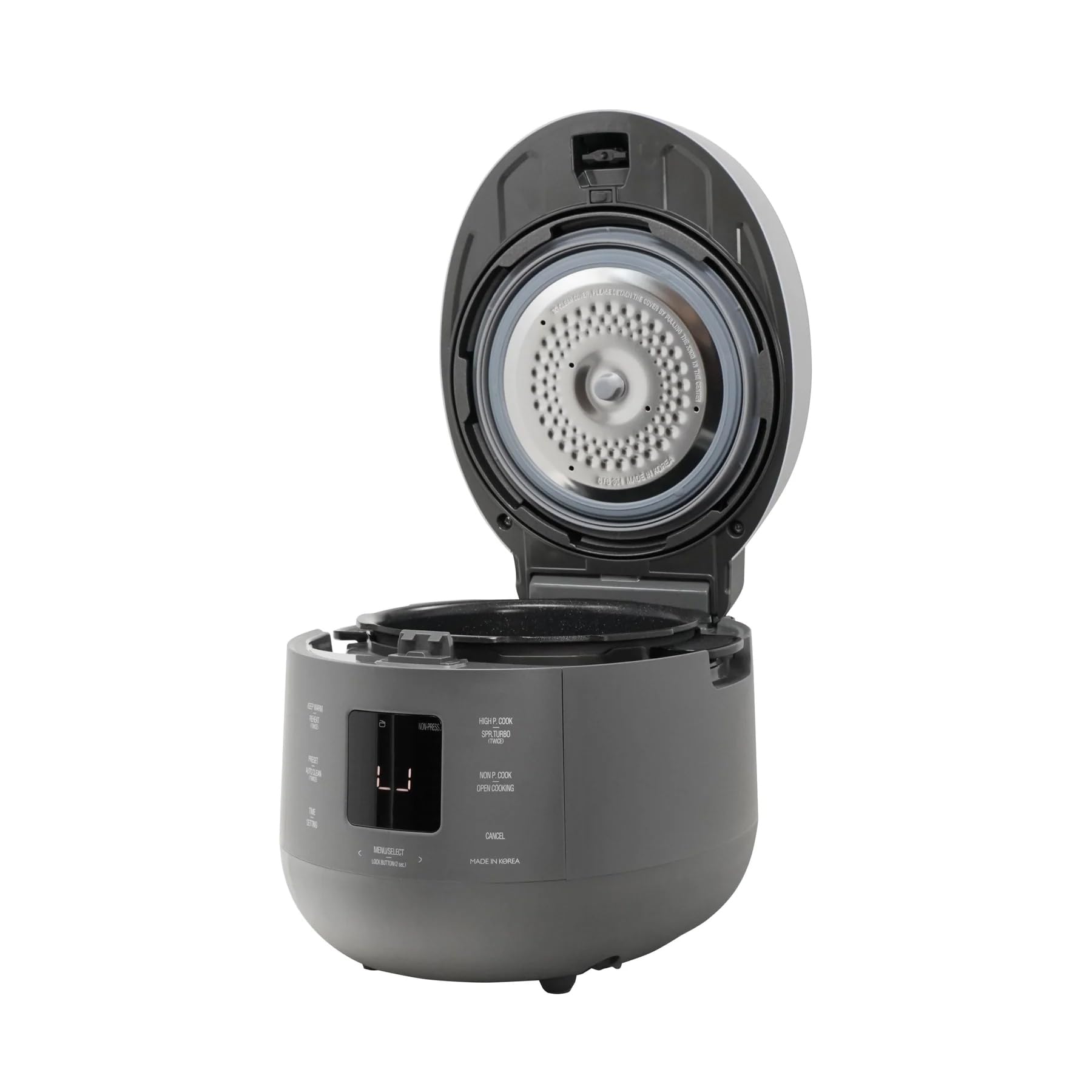 CUCKOO CRP-ST1009F Rice Cooker and Warmer with 20 Cups (Cooked) Double Pressure Rice Cooker and Warmer with Non-Stick Coating, 16 Menu Options, 3 Voice Guides, Automatic Cleaning (Grey)