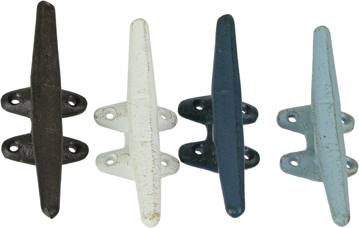 Mayrich Set of 4 Coastal Color Cast Iron Nautical Boat Cleat Wall Hooks,multicolor,Large-X-Large