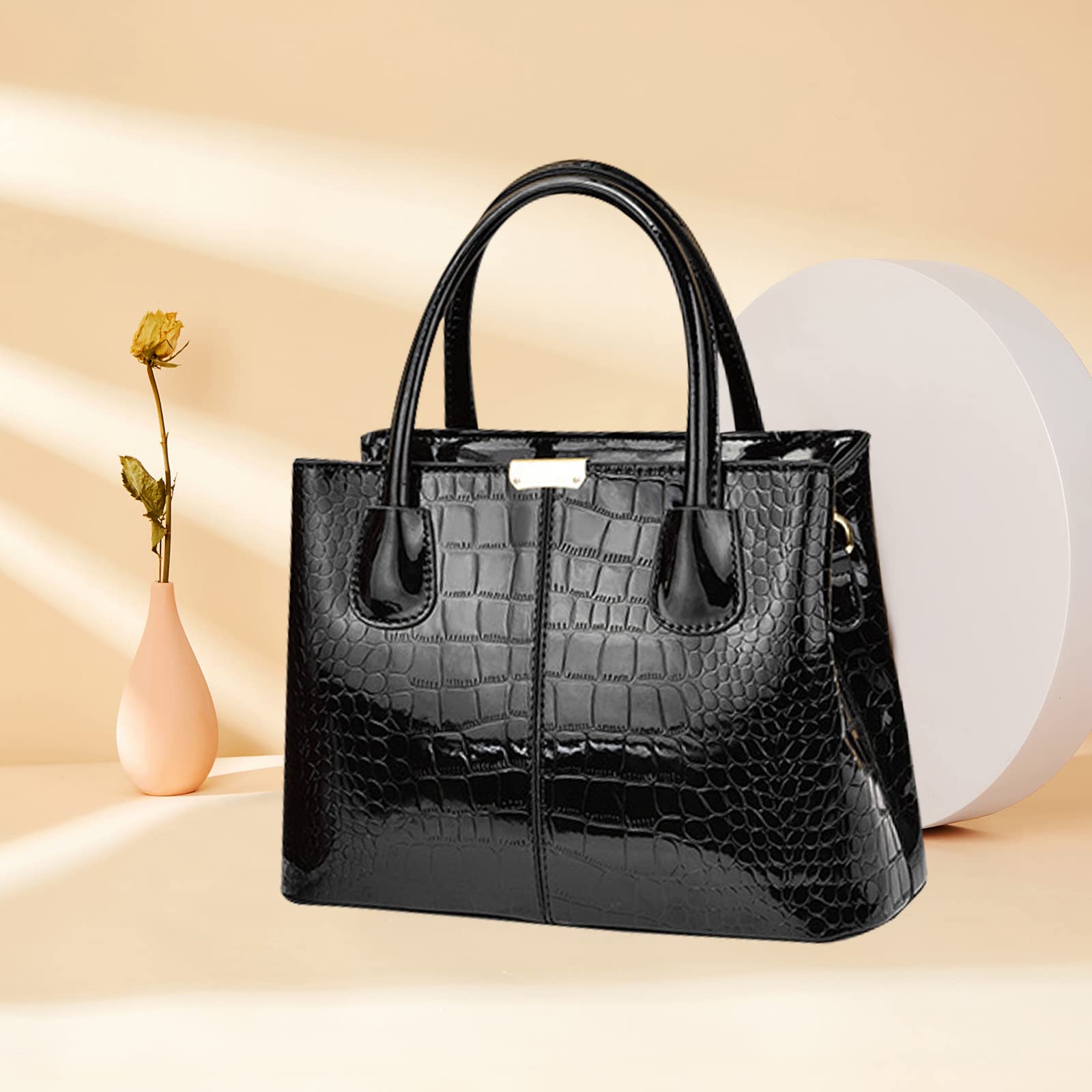 NICOLE & DORIS Bolsos de Mujer Bolso Señora Bandolera Casual Bolso de Mano de Cuero PU Bolso Hombro Bolsos Cruzados para Shopper y Oficinas Negro