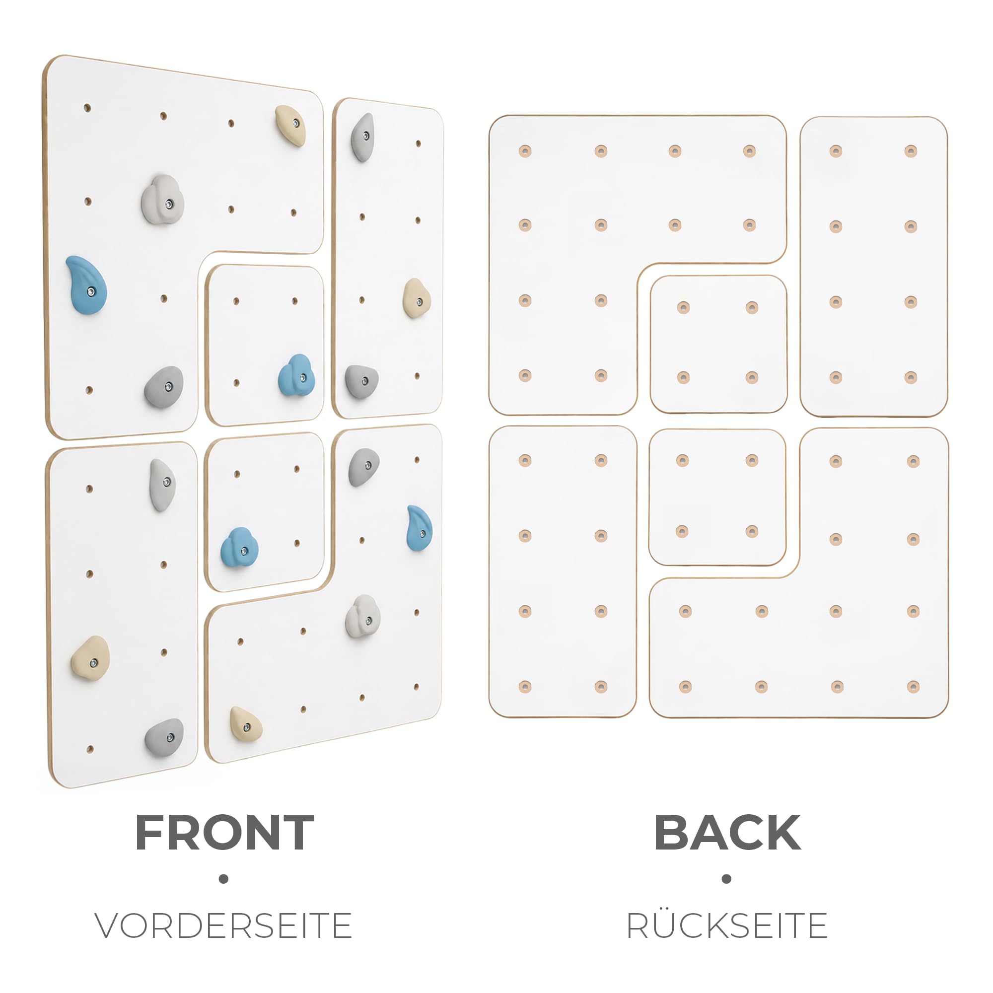 MAMOI® Pared de Escalada para Interiores con Asas, Moderna Pared de Escalada para la habitación, Tablero de Madera Blanca, Juego de Escalada para Montaje