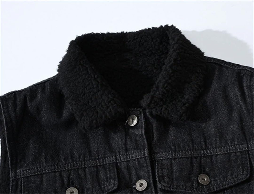 Gilet da uomo in cotone jeans gilet da uomo senza maniche in denim giacca da cowboy in pile gilet hip hop streetwear