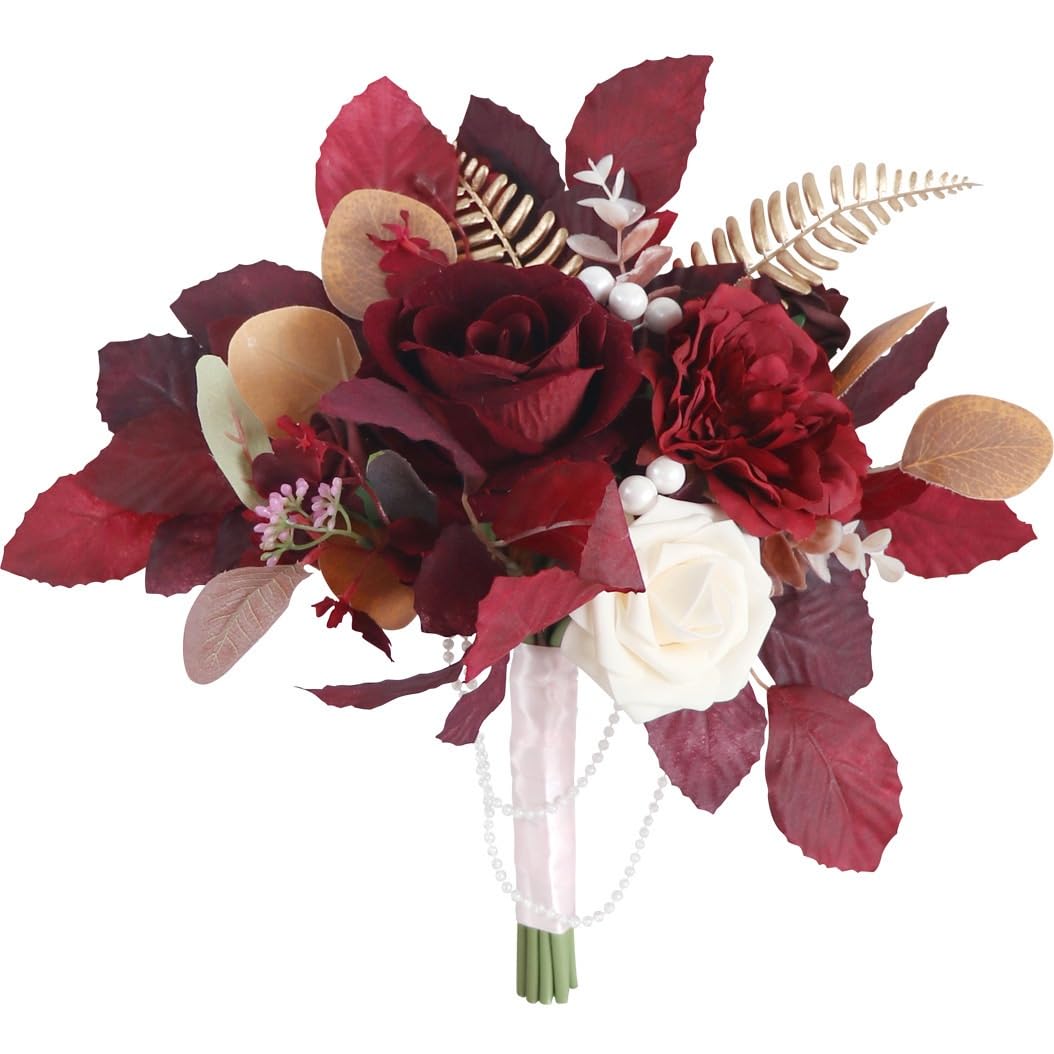 HUFFA Artificial Wedding Bride Bouquet - Elegant Handheld Floral Arrangement for Bridal Ceremonies