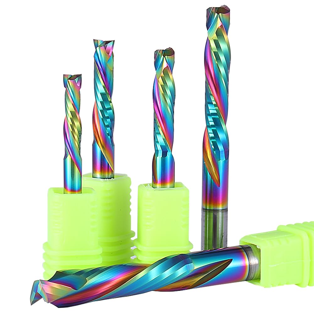 10 Uds., 2 Flautas, 3.175/4/6/8mm, Fresa de Extremo de Corte hacia Arriba y hacia Abajo, Herramientas de carpintería en Espiral, Fresa de Extremo de Recubrimiento DLC, Fresa CNC (Size : 10Pcs 6x32x60