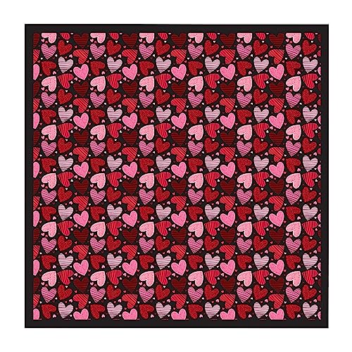 CBC Crown Women's Lightweight Silk Feeling Heart Print Valentines Day Festive Scarf 13"x60" or 35" x 35"2