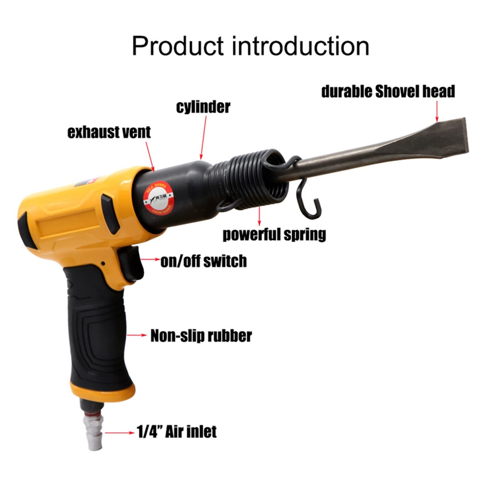 Hammer Air Hammer Profesjonalne Handheld Pistolet Gaz Harpels 190 W Małe Rust Remover Narzędzia pneumatyczne z 4 Dłuta Nitowanie odpryskowe