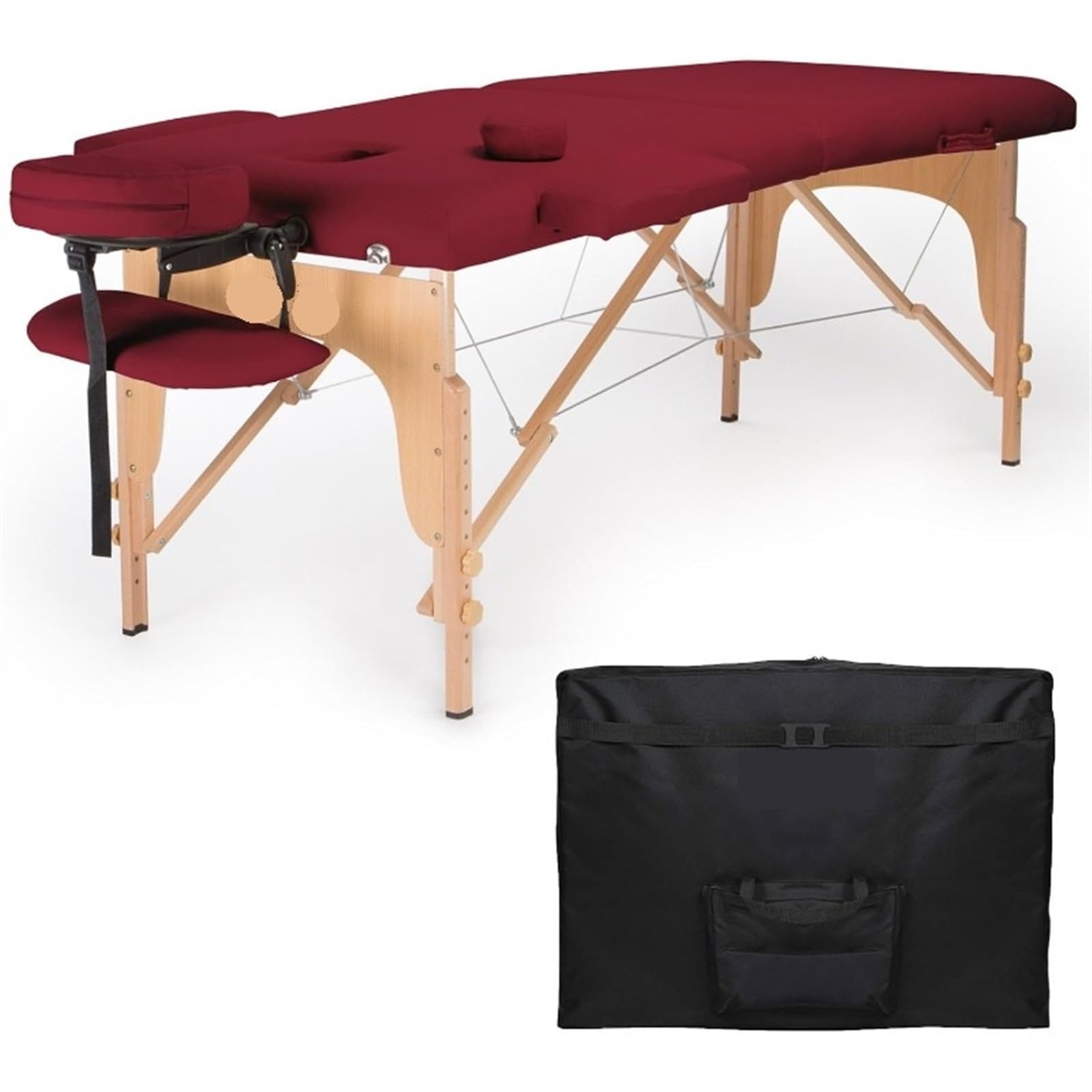 Lettino da Massaggio Pieghevole Portatile Professionale con Custodia for Il Trasporto per Fisioterapia, Massaggi, Estetica(Burgundy)