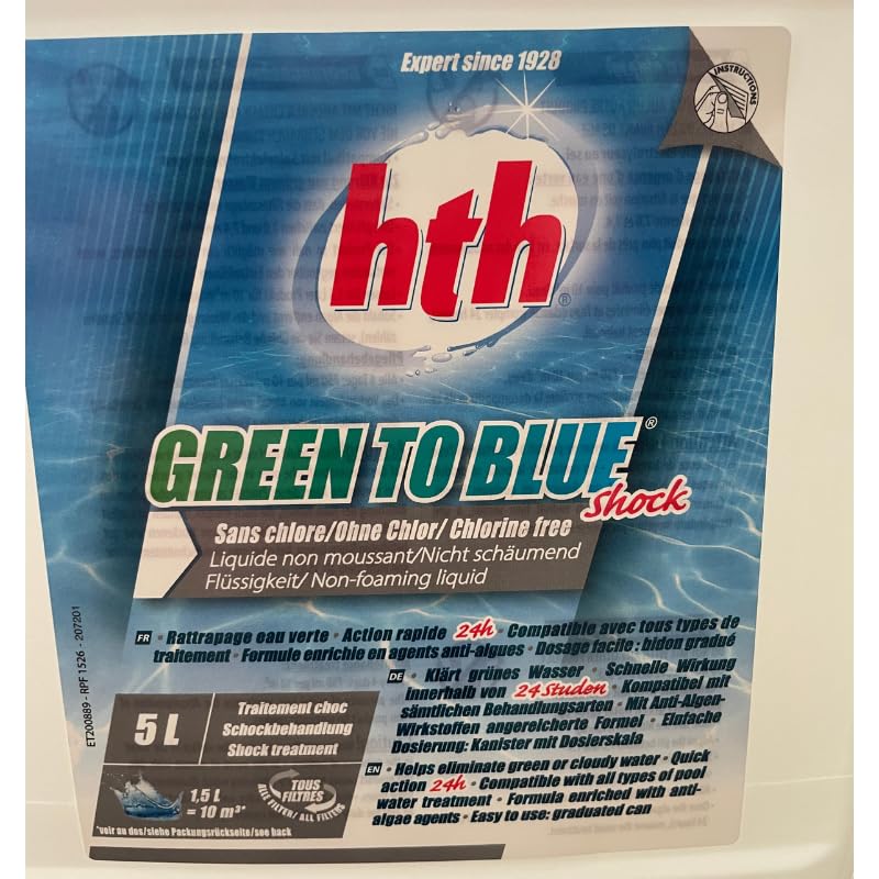 HTH Green to Blue Shock - Rattrapage Eau Verte - 5 l. + 12 Tests OFFERTS 7 en 1