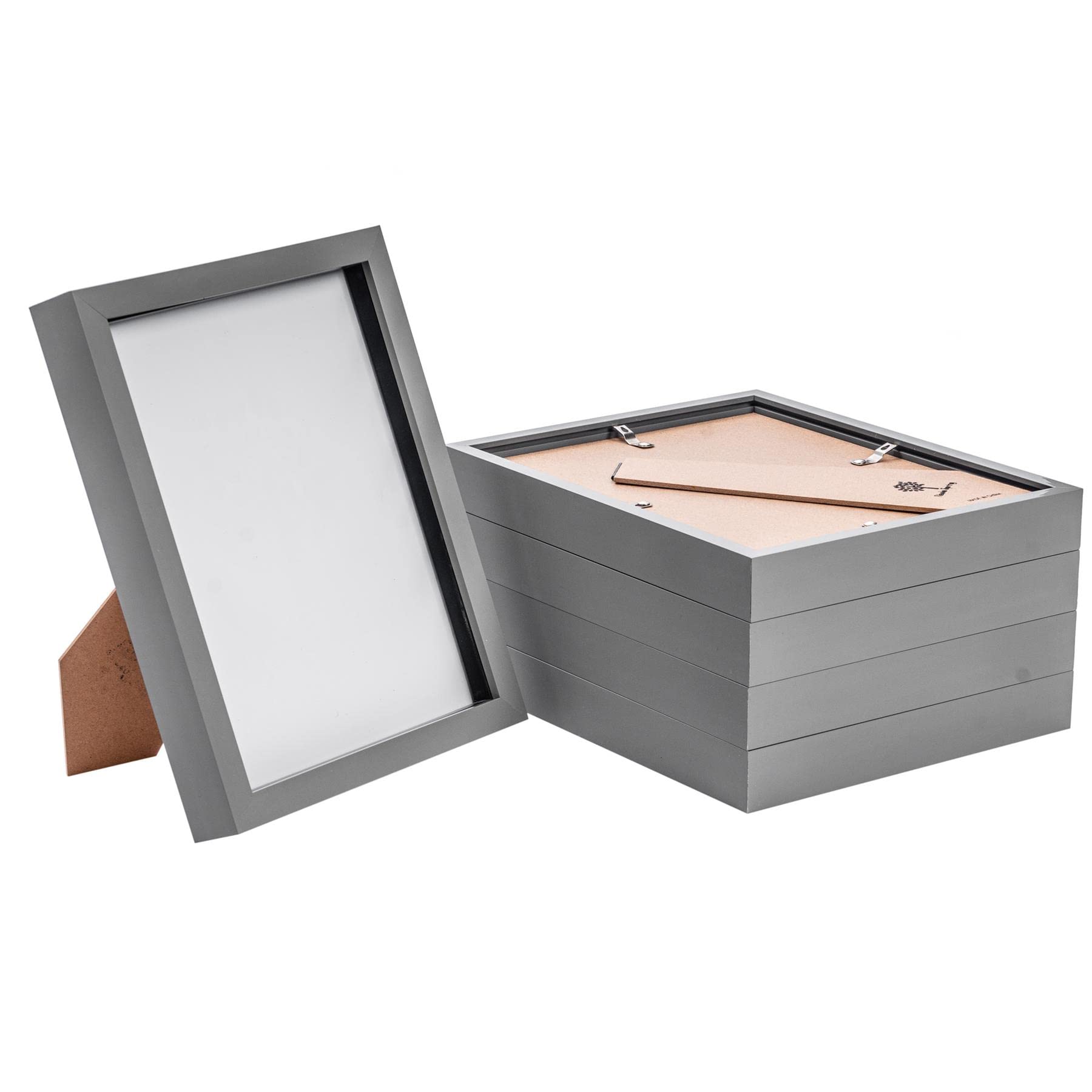 Nicola Spring Grey 3D Shadow Box Photo Frames - 8X10 (20X25cm) - Pack Of 5 - 3D Photo Frame Box Picture Frame Box Portrait Display Case For Crafts, Keepsakes, Wedding, Graduation