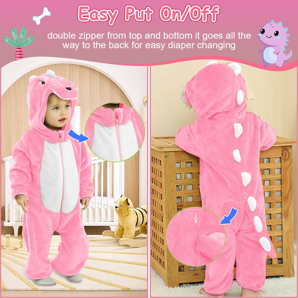 DiULi Unisex Baby Toddlers Romper, Winter Hooded Romper, Flannel Animal Hooded Rompers Jumpsuit - Image 3