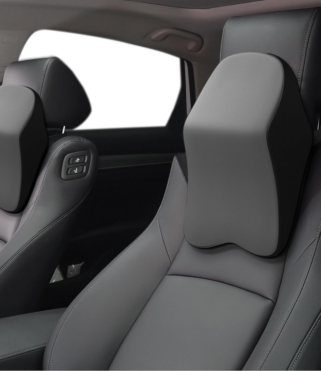 jutyum Auto Nackenkissen Kopfstütze, Memory Foam Kopfstütze Auto, Komfortabel und Atmungsaktiv Auto Kissen, Abnehmbarer Abdeckung (Schwarzes Grau)