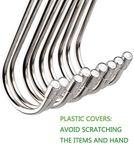 Miniatura 4 de Paquete de 10 ganchos grandes en forma de S de 5.3 pulgadas, acero inoxidable pulido genuino de alta resistencia, para joyas, llavero, olla de