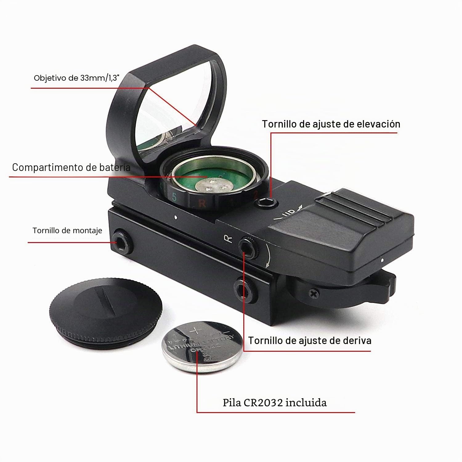 Mira de Punto Rojo 4 reticles 20/22 mm Weaver Picatinny Rail Mount