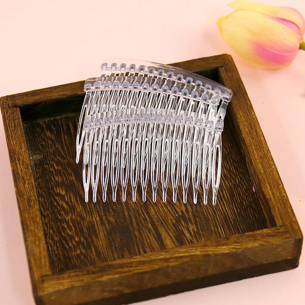 50 Stück Kleine Haarkämme Aus Kunststoff – Transparent & Bunt, 14 Zähne, Für Hochsteckfrisuren & Basteln