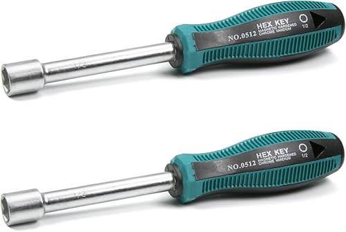 Utoolmart Destornilladores de tuerca hexagonal de 1/2 pulgada no magnéticos, punta de seis puntos, 2 unidades