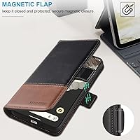 Vista 6 de KEZiHOME Funda para Google Pixel 8, piel auténtica [bloqueo RFID] Funda tipo cartera con tarjetero y función atril para Google Pixel 8 5G