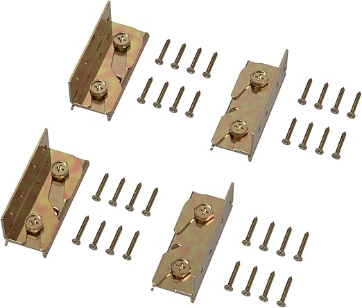 Bed Rail Brackets Heavy Duty Bed Rail Fittings No-Mortise Wooden Bed Frame Connectors for Headboards Footboards Hold Includes 4 Sets and Screw Accessories
