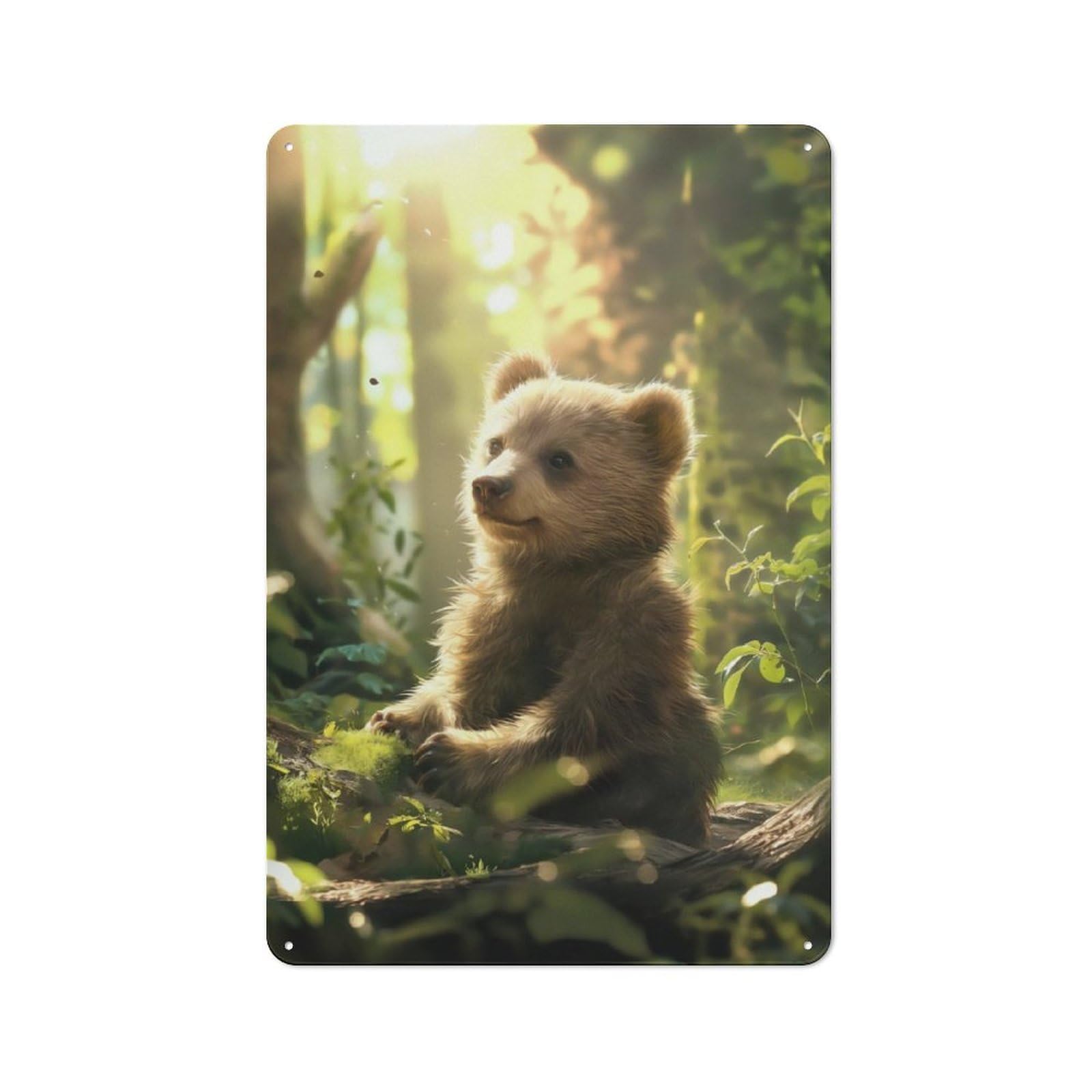 Junmoney Bear Cubs Play Rustic Tin Wall Plaque 30X20cm For Studio Or Craft Room, For Garage, Workshop And Man Cave Decoration